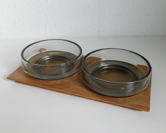 Mid century oak snack set
