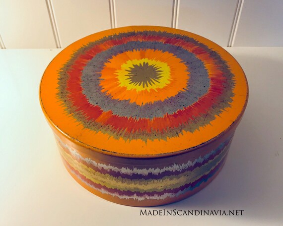 Vintage Anita Wangel IRA Denmark Orange Round Cake Tin