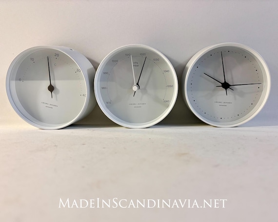 Georg Jensen KOPPEL Weather station white/white 10 cm. Barometer, thermometer, and clock