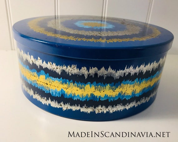 Vintage Anita Wangel IRA Denmark Blue Round Cake Tin