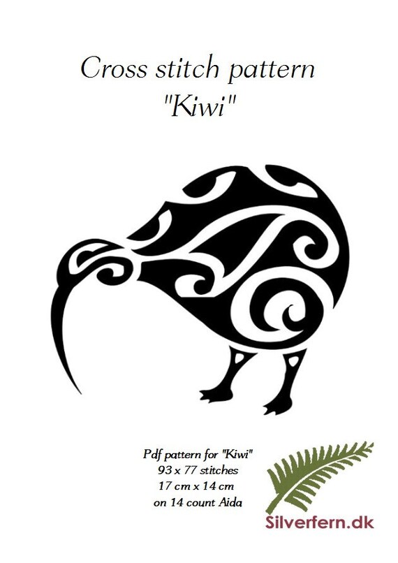 Simple yet elegant cross stich pattern of a beautiful Kiwi bird