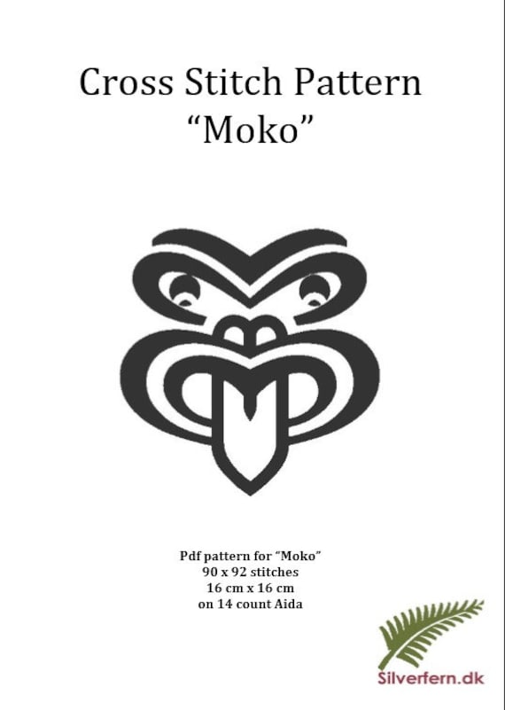 Simple yet elegant cross stich pattern of a beautiful Maori style "Moko" (large size)