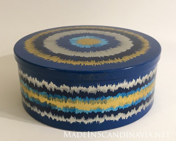 Vintage Anita Wangel IRA Denmark Blue Round Cake Tin