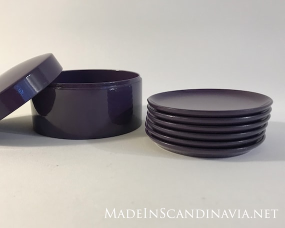 Danish Design coasters - set of 6 purple in box