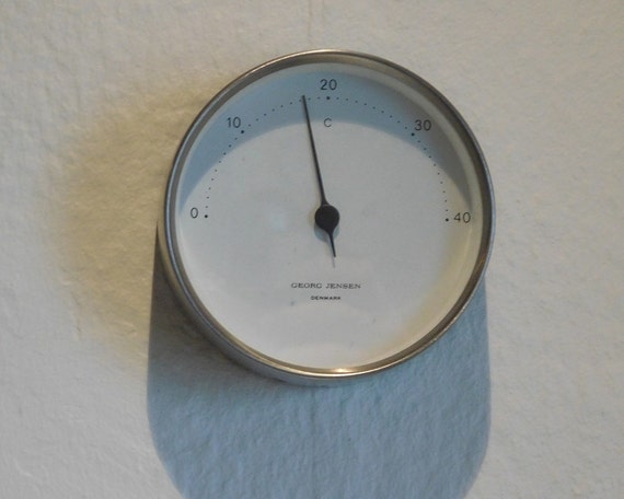 Georg Jensen Koppel thermometer stainless steel/white 10 cm | Designed by Henning Koppel | Danish Design | Minimalist