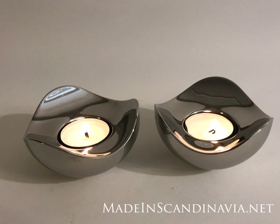 Georg Jensen BLOOM tea light mirror polished - PAIR - incl. shipping