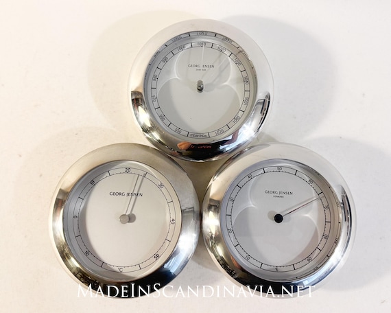 Georg Jensen VENUS Thermometer, Hygrometer and Barometer | silver/white | Danish Design | Weather station | Contemporary