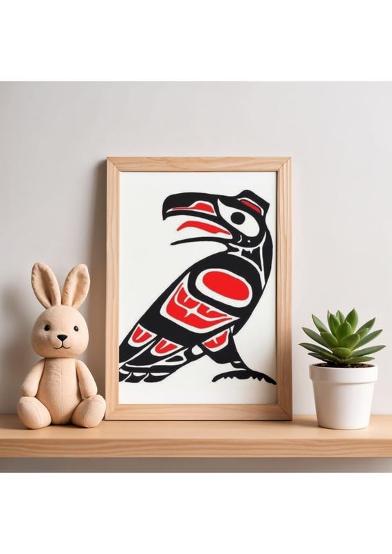 First Nation Raven Cross Stitch Pattern – Easy Pillow, Artwork, Quilt Design
