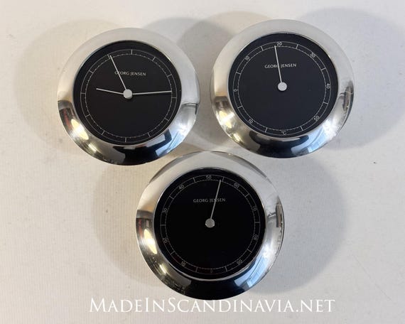 Georg Jensen VENUS Clock, Hygrometer and Thermometer | silver/black | Danish Design | Weather station | Contemporary