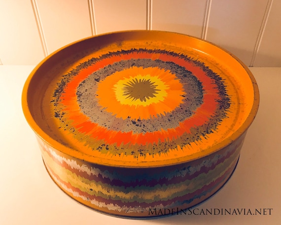 Vintage Anita Wangel IRA Denmark Orange Round Cake Tin - X-Large