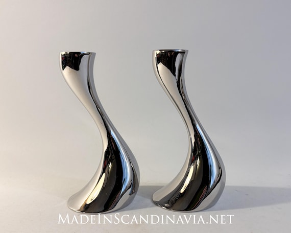 Georg Jensen Cobra candle holders - pair | 16 cm | Danish Design | Modern | Minimalist | Designed by Constantin Wortmann