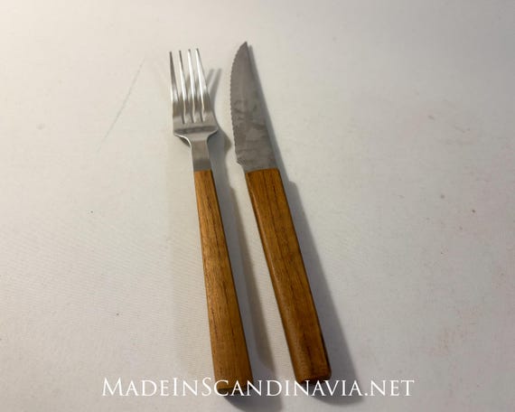 Trip Trap Nordic steak knife and fork - set | teak and stainless steel | Contemporary | Danish Design