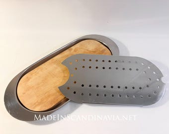 Arne Jacobsen Stelton Fish Platter with Wooden Board – Danish Design - small