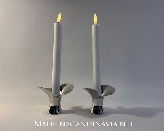 Georg Jensen BLOOM Taper Candle Holders, 2pcs| Danish Design | Contemporary Design | Minimalist | Designed by Helle Damkjær