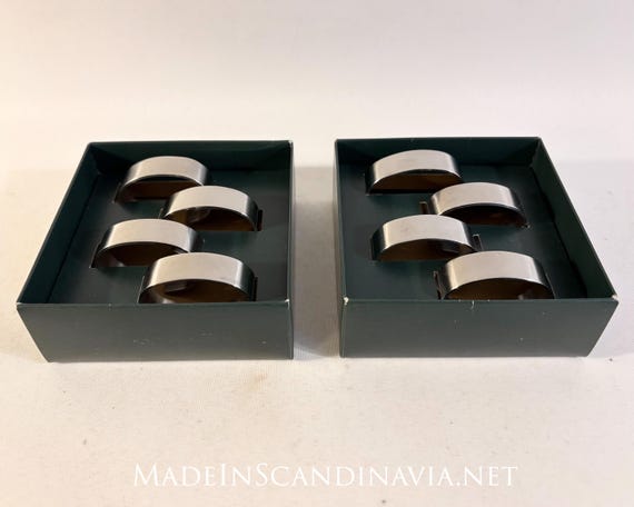 Stelton napkin rings, set of 8 | Designed by Svend Jensen | Danish Design | Midcentury