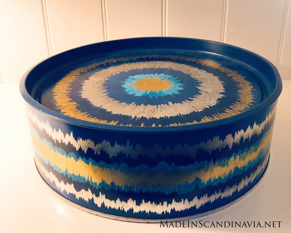 Vintage Anita Wangel IRA Denmark Blue Round Cake Tin - X-Large