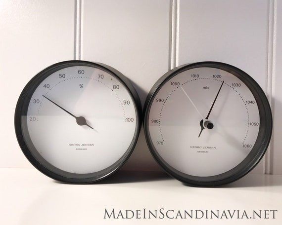 Georg Jensen KOPPEL Barometer and Hygrometer black/white 10 cm Designed by Henning Koppel | Danish Design
