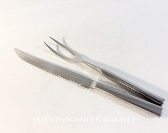 Stelton Cylinda Line Carving Set: Stainless Steel Danish Design Knife and Fork