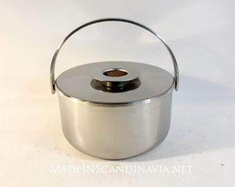 Kalmar Design Ice Bucket – Sweden barware, Mid Century Modern 1970s Stainless Steel