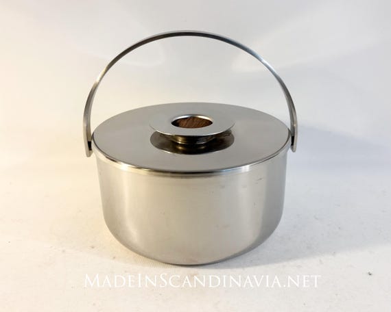 Kalmar Design Ice Bucket – Sweden barware, Mid Century Modern 1970s Stainless Steel