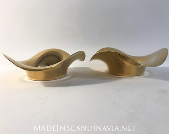 Georg Jensen COBRA Pillar Candle Holders - gold plated - pair | Designed by Constantin Wortmann | Minimalist