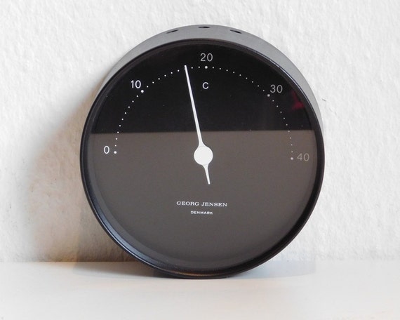 Georg jensen KOPPEL Thermometer black with white dial 10 cm | Designed by Henning Koppel | Danish Design | Minimalist