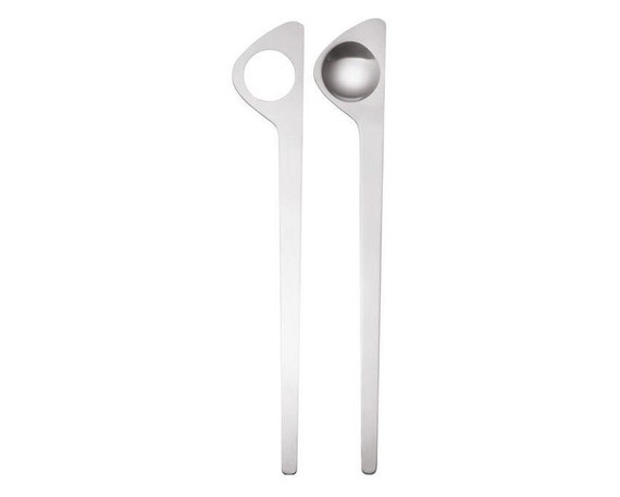 Stelton Cylinda Line salad servers, pair | Designed by Arne Jacobsen for Stelton Denmark | Minimalist design | Scandinavian Modern