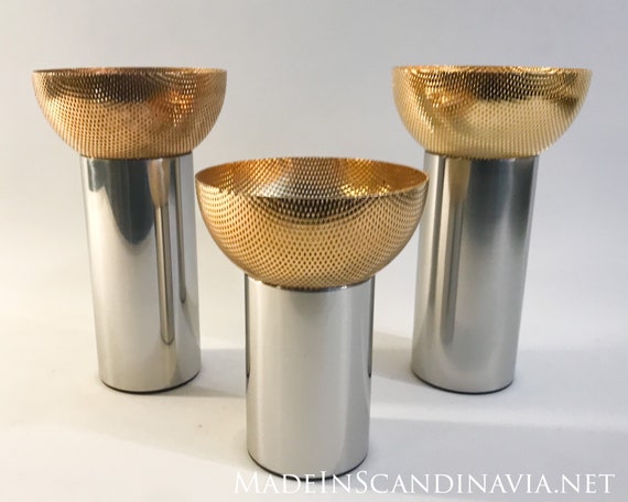 Georg Jensen Olympia candle holder gilted - set of three
