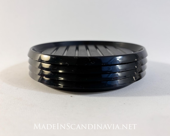 Stelton Coasters - set of four - Black | Danish Design | Minimalist | Contemporary | Scandinavian Modern | Erik Magnussen