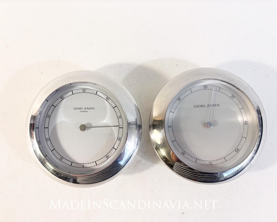 Georg Jensen VENUS Hygrometer and Thermometer | silver/white | Danish Design | Weather station | Contemporary minimalist