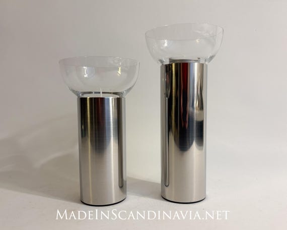 Georg Jensen Olympia candle holders - set of two different sizes | Designed by Jørgen Møller | Danish Design | Contemporary Modern