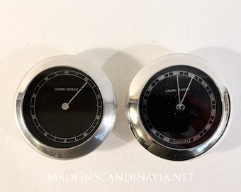 Georg Jensen VENUS Hygrometer and Barometer | silver/black | Danish Design | Weather station | Contemporary minimalist