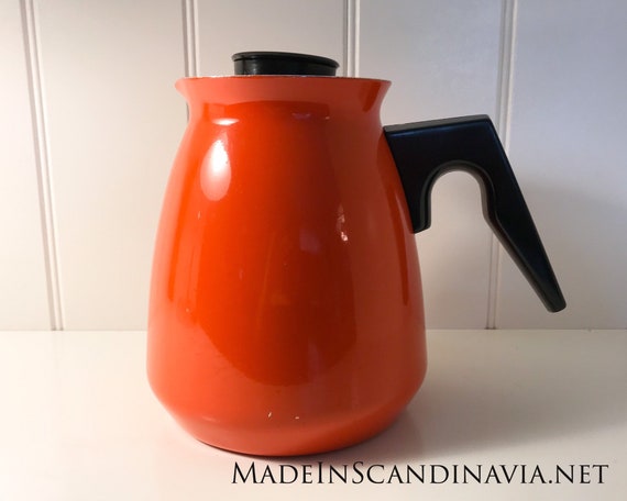 Vintage orange enamel jug