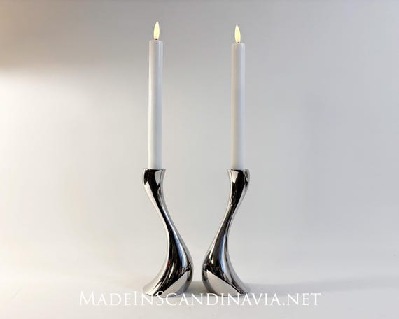 Georg Jensen Cobra candle holders - pair | 20 cm | Danish Design | Modern | Minimalist | Designed by Constantin Wortmann