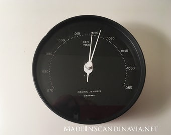 Georg Jensen Koppel Barometer, Black Danish Design, Henning Koppel, 10cm