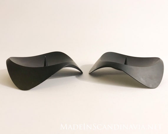 Stelton Papilio Uno candle holders - pair -  Black | Designed by Klaus Rath | Danish Design | Scandinavian Modern