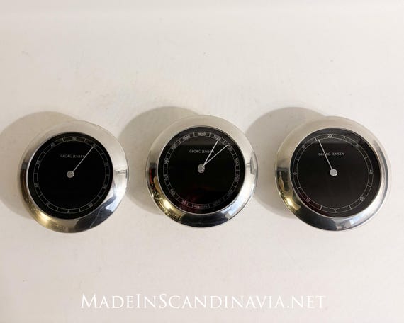 Georg Jensen VENUS Clock, Hygrometer and Barometer | silver/black | Danish Design | Weather station | Contemporary