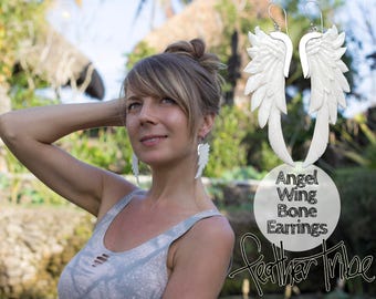 SuperWing Ohrringe, Weißer Knochen oder Schwarz Horn