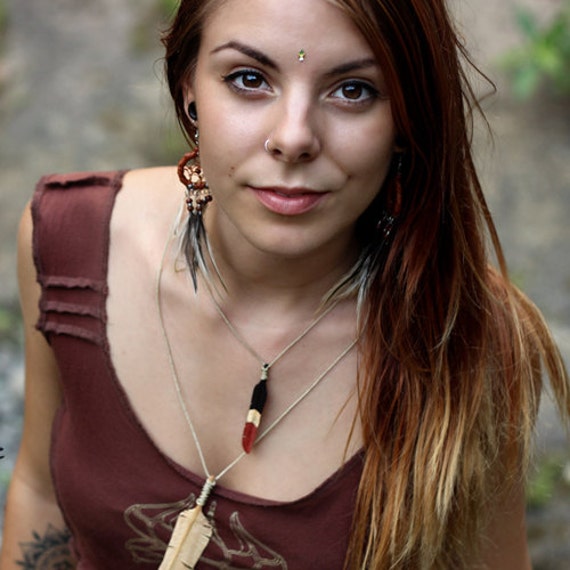 Small Triple-Colour Feather Necklace