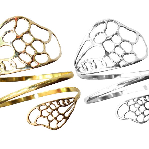 Bracciale con ala di fata, bracciale Steampunk, gioielli fata, bracciale in ottone, anello da braccio Boho, gioielli per il corpo, gioielli tribali, braccialetto fata d'oro