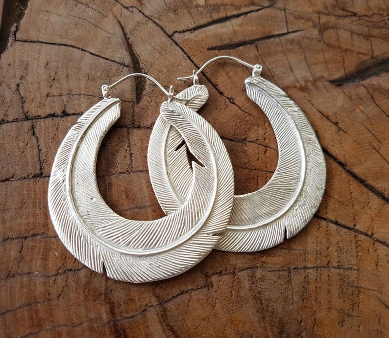 Feather Earrings Golden Brass or Silver Filled Feather Tribe