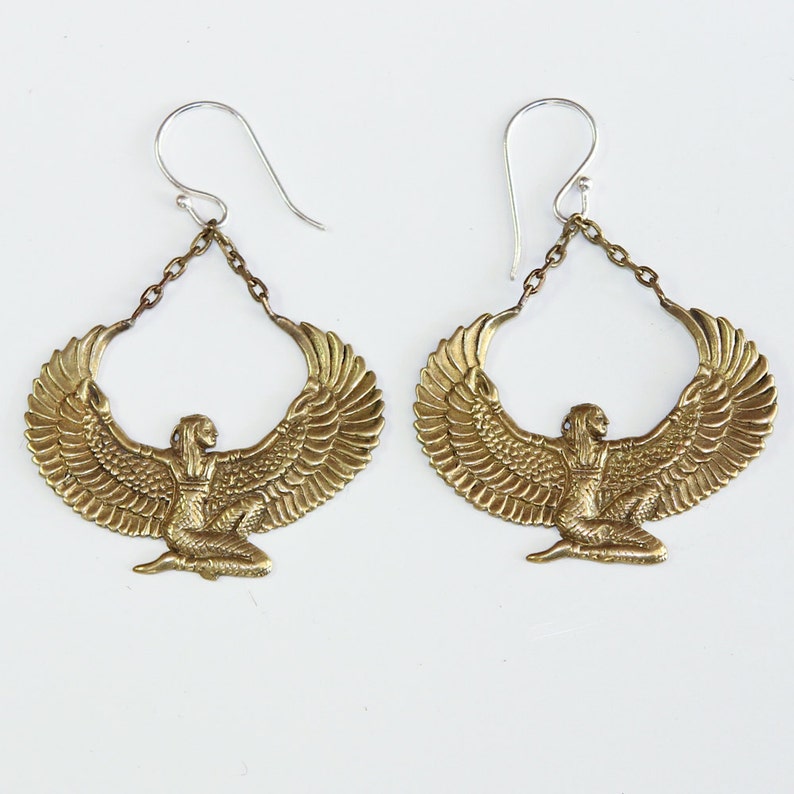 Isis Earrings, Egyptian Earrings, Drop Earrings, Auset Maat Egyptian Goddess, Ancient Egyptian, Isis Lineage, Isis Jewelry, Spiritual image 2