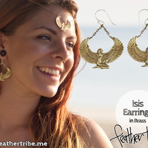 Isis Earrings, Egyptian Earrings, Drop Earrings, Auset Maat Egyptian Goddess, Ancient Egyptian, Isis Lineage, Isis Jewelry, Spiritual image 1