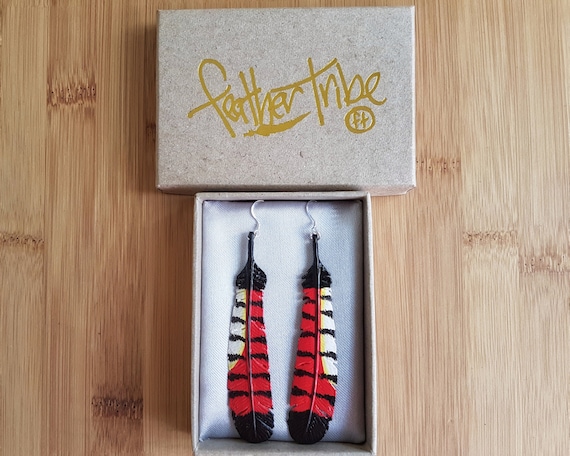 Female Red Tailed Black Cockatoo Feather Earrings Small Etsy