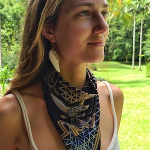 Sacred Geometry Bandana, Face Mask, Bandana Scarf, Sacred Geometry Scarf, Face Covering, Sri Yantra Symbol, Tribal Bandana, Geometric Scarf