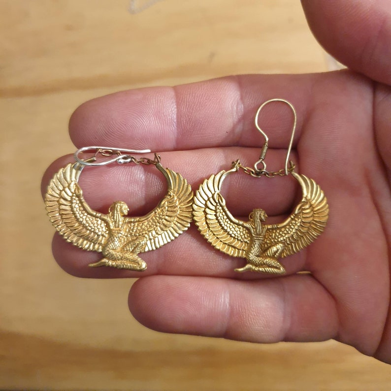 Isis Earrings, Egyptian Earrings, Drop Earrings, Auset Maat Egyptian Goddess, Ancient Egyptian, Isis Lineage, Isis Jewelry, Spiritual image 4