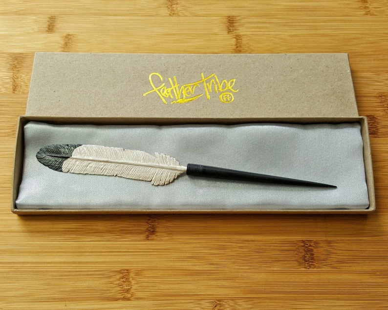 Feather Tribe Free Gift Box Spirit Bird Feather Timber Feather Bald Eagle Feather Hair Stick Wood Feather Hand Carved Wooden Feather