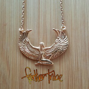 Isis Necklace, Egyptian Goddess Jewelry, Rising Isis Pendant, Gold Plated Necklace, Egyptian Jewelry, Spiritual Jewelry, Maat image 2