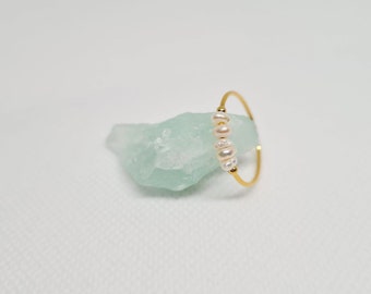 Anillo de perlas, Anillo de sirena, Anillo Boho elegante, Perlas de agua dulce, Joyería impermeable, Mercore