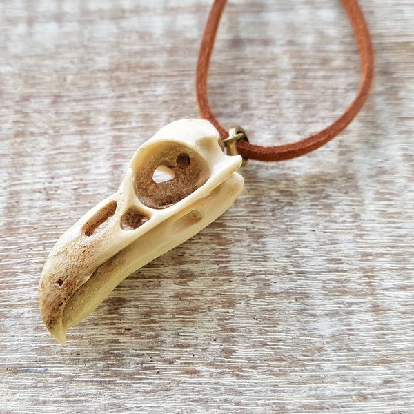 Pendentif Eagle Skull, Collier de bois sculpté à la main, Boucles d’oreilles sorcières, Pendentif réplique de crâne d’aigle, Bijoux d’oiseaux, Bijoux gothiques, Spirit Bird